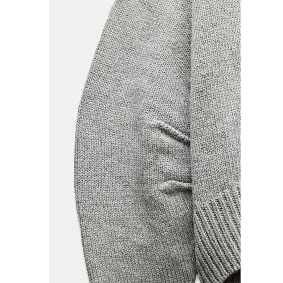 NWT Zara Pleated Sleeve Knit Sweater Pullover Wool Blend in Gray 3920/180 - Picture 14 of 15